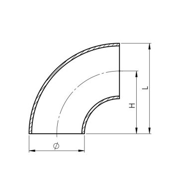 Csőív 90 fokos varratos 20*2 mm