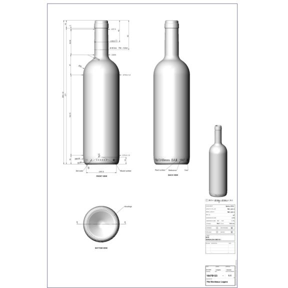 BP Bordói LEGERA színtelen dugós 0.75 liter (25db/csomag)
