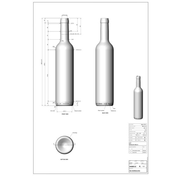 BP Bordói elit színtelen dugós 0.5 liter 300 mm (BA 7214B123BRA03)