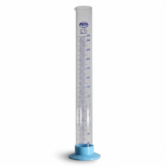 Mérőhenger üveg 250 ml műanyag talpú Mérőhenger üveg 250 ml műanyag talpú