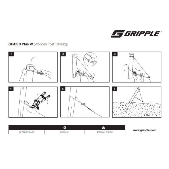 Végoszlop feszítőszett/kikötőszett - Gripple G-PAK3 (W) 4.5m+Medium szem Végoszlop feszítőszett/kikötőszett - Gripple G-PAK3 (W) 4.5m+Medium szem