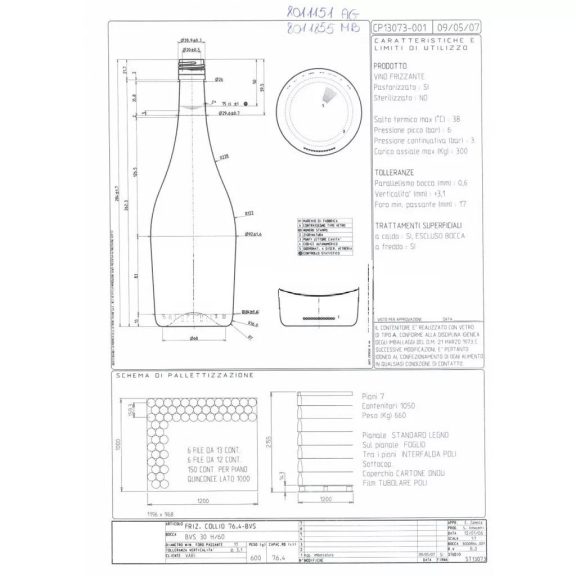 BP Frizzante Collio uvag BVS 0.75 liter 284 mm 6 g/l (V 8011151) (9077390)