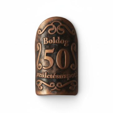 Plakett 50 év kicsi ovál bronz