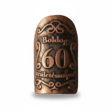 Plakett 60 év kicsi ovál bronz