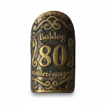 Plakett 80 év kicsi ovál arany
