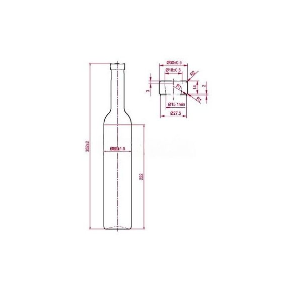 BP Bordói Belissimo színtelen dugós 0.5 liter (25db/csomag)