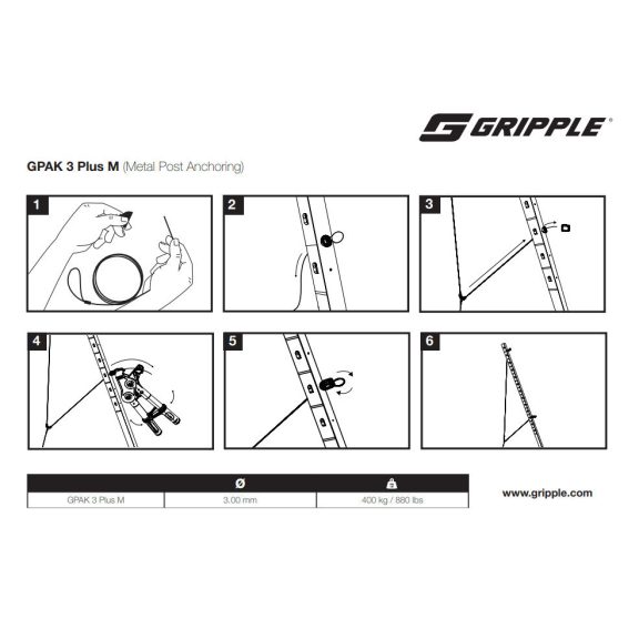 Végoszlop feszítőszett/kikötőszett - Gripple G-PAK3S (M) 3.5m+No1 szem Végoszlop feszítőszett/kikötőszett - Gripple G-PAK3S (M) 3.5m+No1 szem