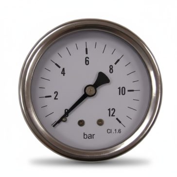   Nyomásmérő óra FEKVŐ 63mm INOX ház Glic. 0-12 bar (1/4")