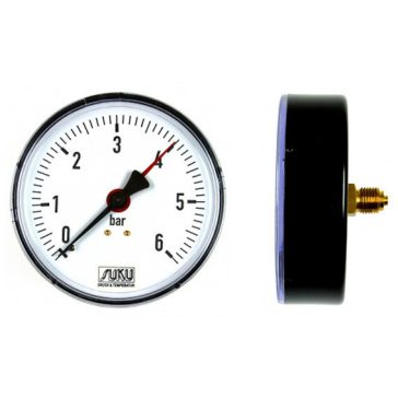   Nyomásmérő óra FEKVŐ 63mm műa. ház 0- 6 bar (1/4")
