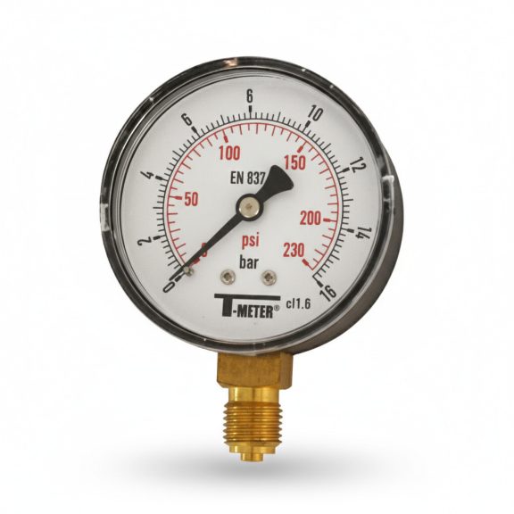 Nyomásmérő óra ÁLLÓ 50mm műa. ház 0-16 bar (1/4") Nyomásmérő óra ÁLLÓ 50mm műa. ház 0-16 bar (1/4")