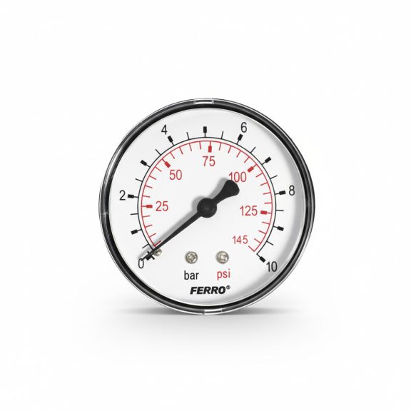 Nyomásmérő óra FEKVŐ 50mm műa. ház 0-10 bar (1/4") Nyomásmérő óra FEKVŐ 50mm műa. ház 0-10 bar (1/4")