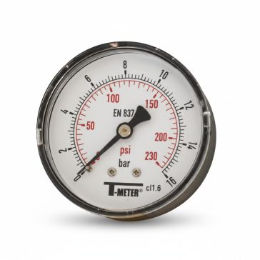   Nyomásmérő óra FEKVŐ 50mm műa. ház 0-16 bar (1/4")