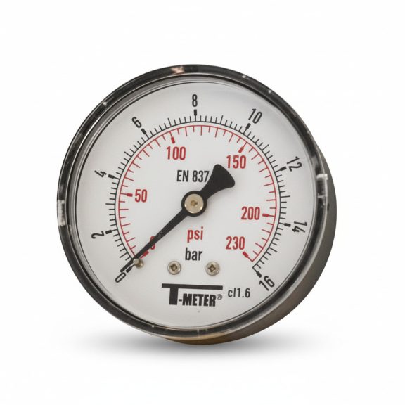 Nyomásmérő óra FEKVŐ 50mm műa. ház 0-16 bar (1/4") Nyomásmérő óra FEKVŐ 50mm műa. ház 0-16 bar (1/4")