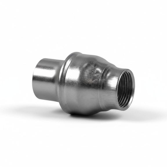 Visszacsapó szelep (lábszelep) rugós, préselt 3/4" BB AISI304 -10/+150°C Visszacsapó szelep (lábszelep) rugós, préselt 3/4" BB AISI304 -10/+150°C