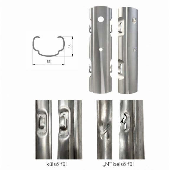 Oszlop köz fém horganyzott AGRI ECO belső fül, 55*35 mm, 1.5 mm vastag, 2.5 méter Oszlop köz fém horganyzott AGRI ECO belső fül, 55*35 mm, 1.5 mm vastag, 2.5 méter