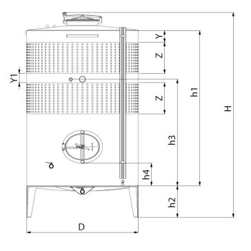   Tartály Zottel (5.2) zárt 2000 liter, kettő hűtőpalásttal, felső és oldalsó búvónyílással