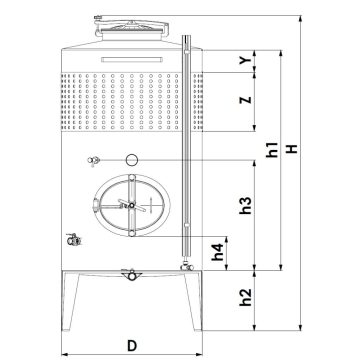   Tartály Zottel (5.1) zárt 2600 liter, egy hűtőpalásttal, felső és oldalsó búvónyílással