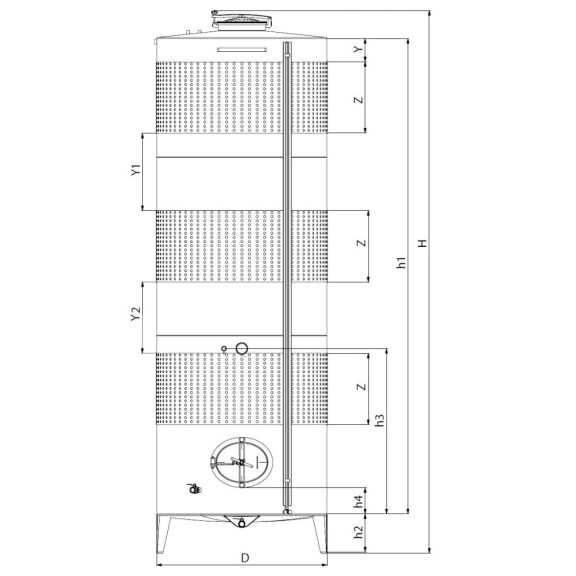 Tartály Zottel (5.3) zárt 10000 liter, három hűtőpalásttal, felső és oldalsó búvónyílással