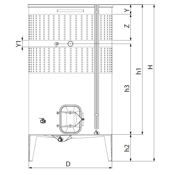 Tartály Zottel (6.3) erjesztő, úszófedeles 2450 liter, kettő hűtőpalásttal