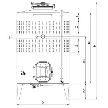   Tartály Zottel (7.3) erjesztő, zárt 2000 liter, kettő hűtőpalásttal