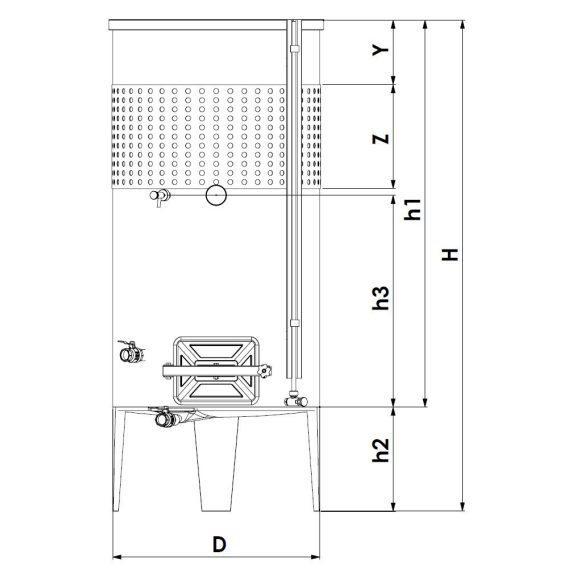 Tartály Zottel (6.2) erjesztő, úszófedeles 800 liter, egy hűtőpalásttal