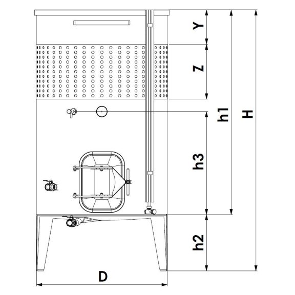 Tartály Zottel (6.2) erjesztő, úszófedeles 1100 liter, egy hűtőpalásttal
