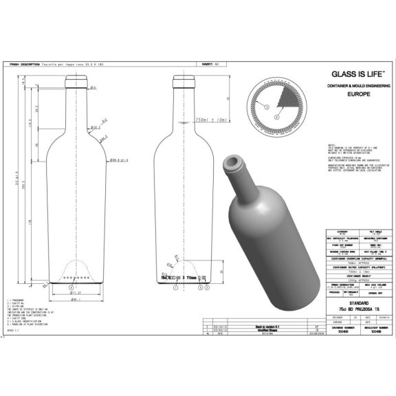 BP Bordolese Preziosa TS uvag dugós 0.75 liter 312 mm (OI 176611)