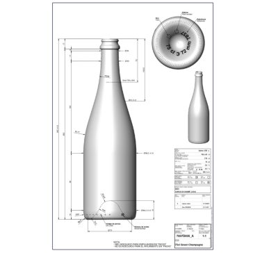   BP Pezsgősüveg Green Champagne (palackos erjesztés) uvag 0.75 liter 300 mm (BA 7837D035VBA01)