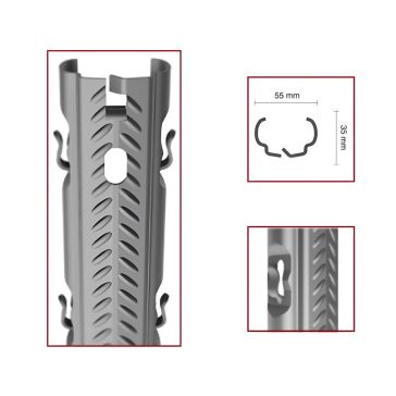   Oszlop köz fém horganyzott AGRI ECO bordázott, külső fül, 55*35 mm, 1.5mm vastag, 2.5 méter