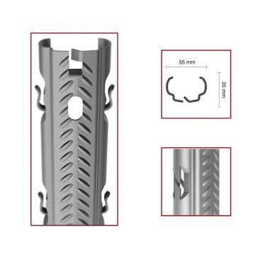   Oszlop köz fém horganyzott AGRI ECO bordázott, belső fül, 55*35 mm, 1.5mm vastag, 2.5 méter