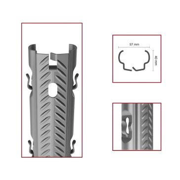   Oszlop köz fém horganyzott AGRI MED bordázott, külső fül, 57*40 mm, 1.5mm vastag, 2.5 méter