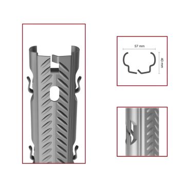   Oszlop köz fém horganyzott AGRI MED bordázott, belső fül, 57*40 mm, 1.5mm vastag, 2.5 méter