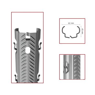   Oszlop köz fém horganyzott AGRI EVO bordázott, belső fül, 63*45 mm, 1.5mm vastag, 2.5 méter