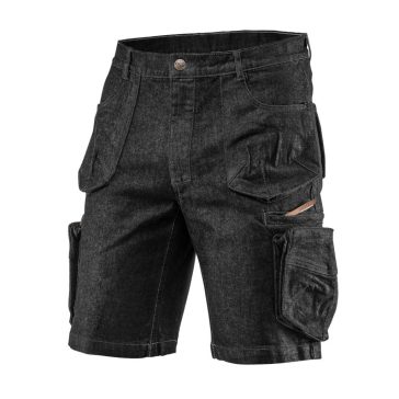   Rövid munkanadrág, DENIM farmer fekete oldalzsebekkel L-es (81-273-L)