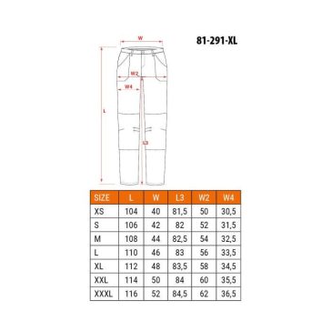   Munkanadrág, Outdoor 4 irányú sztreccs, mustár színű XL (NEO 81-291-XL)