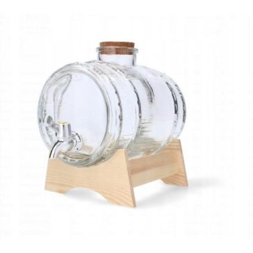Csapos üveg hordó 3 liter +tartó