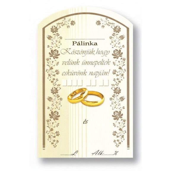 Címke pálinkás 10 db-os (íves) Esküvő Címke pálinkás 10 db-os (íves) Esküvő