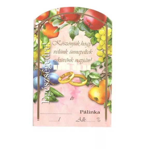 Címke pálinkás 10 db-os (íves) Esküvő (gyümölcsös) Címke pálinkás 10 db-os (íves) Esküvő (gyümölcsös)