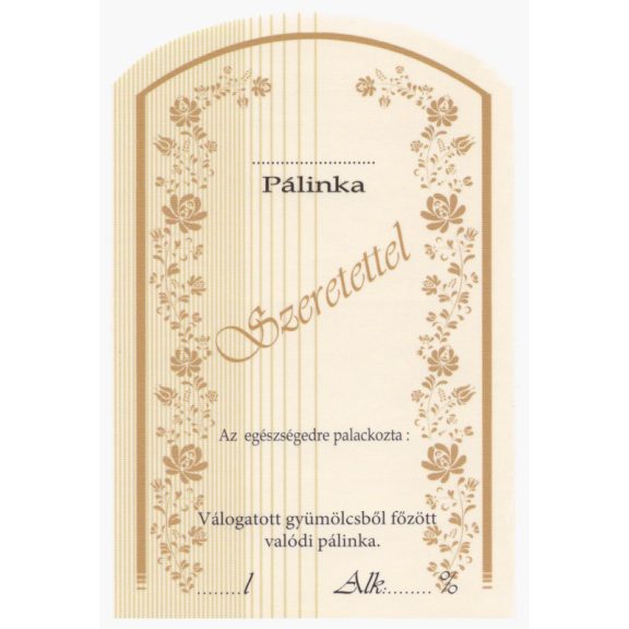 Címke pálinkás 10 db-os (íves) Szeretettel Címke pálinkás 10 db-os (íves) Szeretettel