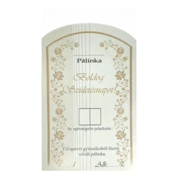Címke pálinkás 10 db-os (íves) Születésnap