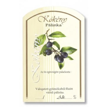 Címke pálinkás 10 db-os (íves) Kökény