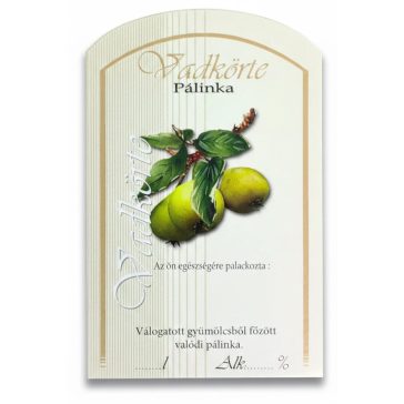 Címke pálinkás 10 db-os (íves) Körte-vad