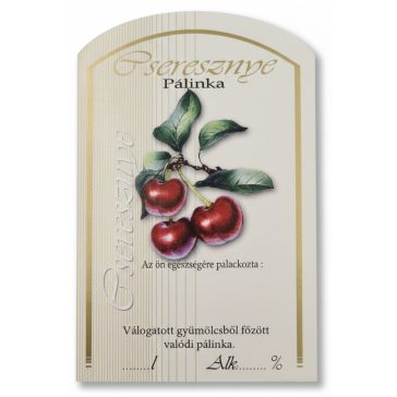Címke pálinkás 10 db-os (íves) Cseresznye