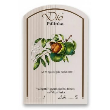 Címke pálinkás 10 db-os (íves) Dió