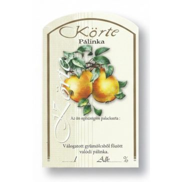 Címke pálinkás 10 db-os (íves) Körte