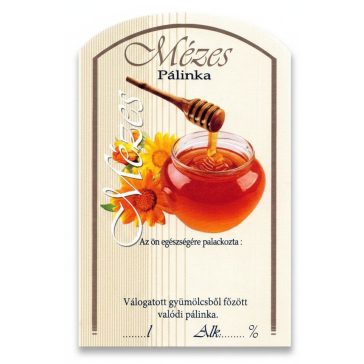 Címke pálinkás 10 db-os (íves) Mézes