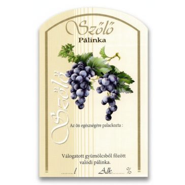 Címke pálinkás 10 db-os (íves) Szőlő-kék