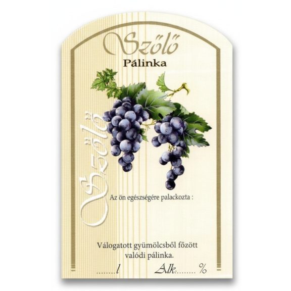 Címke pálinkás 10 db-os (íves) Szőlő-kék Címke pálinkás 10 db-os (íves) Szőlő-kék