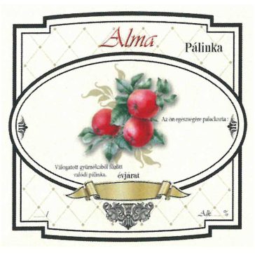 Címke pálinkás 10 db-os new széles Alma-piros