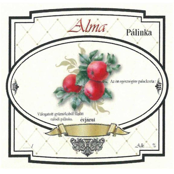 Címke pálinkás 10 db-os new széles Alma-piros Címke pálinkás 10 db-os new széles Alma-piros